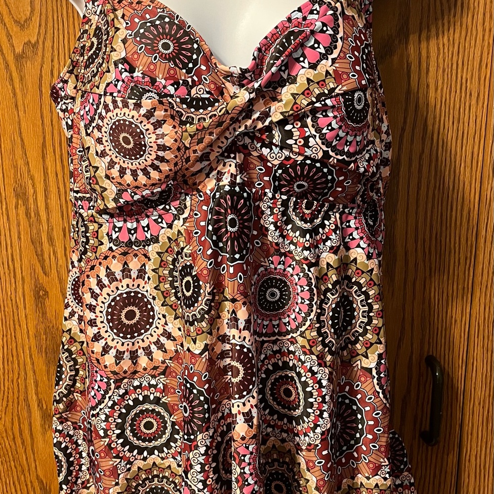 Mandala Brown Ladies Flowing Swimsuit Top #P110